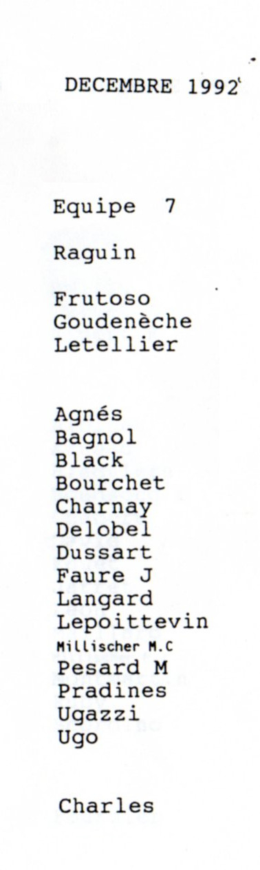 ZOOM : Equipe 7 en décembre 1992